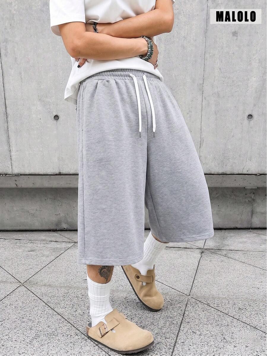 Men's Summer Casual 3/4 Pants, Drawstring Waist, Fashionable And Comfortable, Suitable For Daily Wear And Outdoor Sports Fall