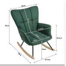 Comoda sedia a dondolo in tessuto teddy, sedia relax beige morbida per soggiorno, camera da letto, cameretta dei bambini. - Verde - Visualizzare 3