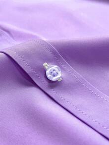 Men's Solid Color Regular Fit Long Sleeve Single-Breasted Formal Dress Shirt - Lilac Purple - View 5