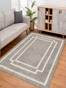 Digitally Printed Non-Slip Washable Runner And Area Rug Living Room Carpet, Modern Design, Modern, Scandinavian, Bohemian And Classic Styles, 100% Polyester - Grey - View 4
