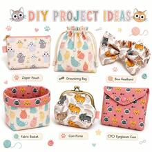 4 pezzi/Set 19.68x17.7 pollici(50x45cm) Tessuto per patchwork con stampa a impronta di zampa e foglia di gatto, tessuto pretagliato per trapuntatura, bundle di tessuti Fat Quarter, quadrati di poliestere per patchwork, progetti di artigianato fai-da-te, realizzazione di portafogli fai-da-te - predefinito - Visualizzare 6