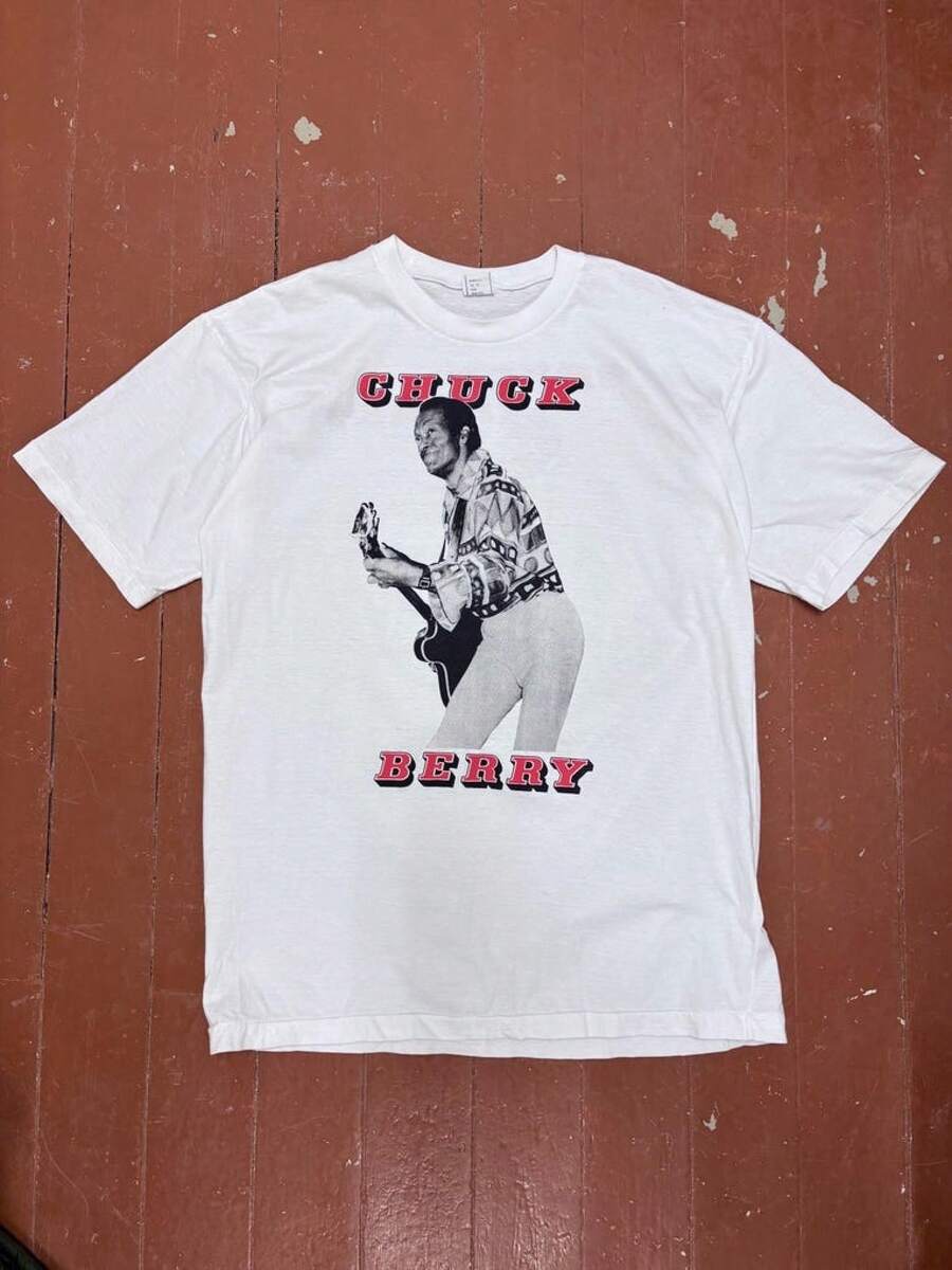 Camiseta Vintage de Chuck Berry, Gira Europea 1990, Costura Simple, Talla XL - Negro - Ver 1