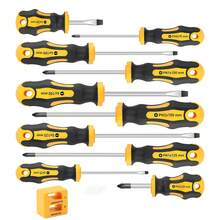 11-Piece Magnetic Screwdriver Set | Professional Grade, 5 Slotted Tips, Ergonomic Non-Slip Handle, Comfortable & Precise, Durable Multipurpose Tools For Home & Professional Use - Yellow - View 5