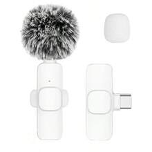 New Portable Wireless Lavalier Microphone For Audio And Video Recording, Mini Microphone For IPhone, Android, PC, Camera, Live Streaming, Gaming, And Phone - White 1in1 Type-c - View 1