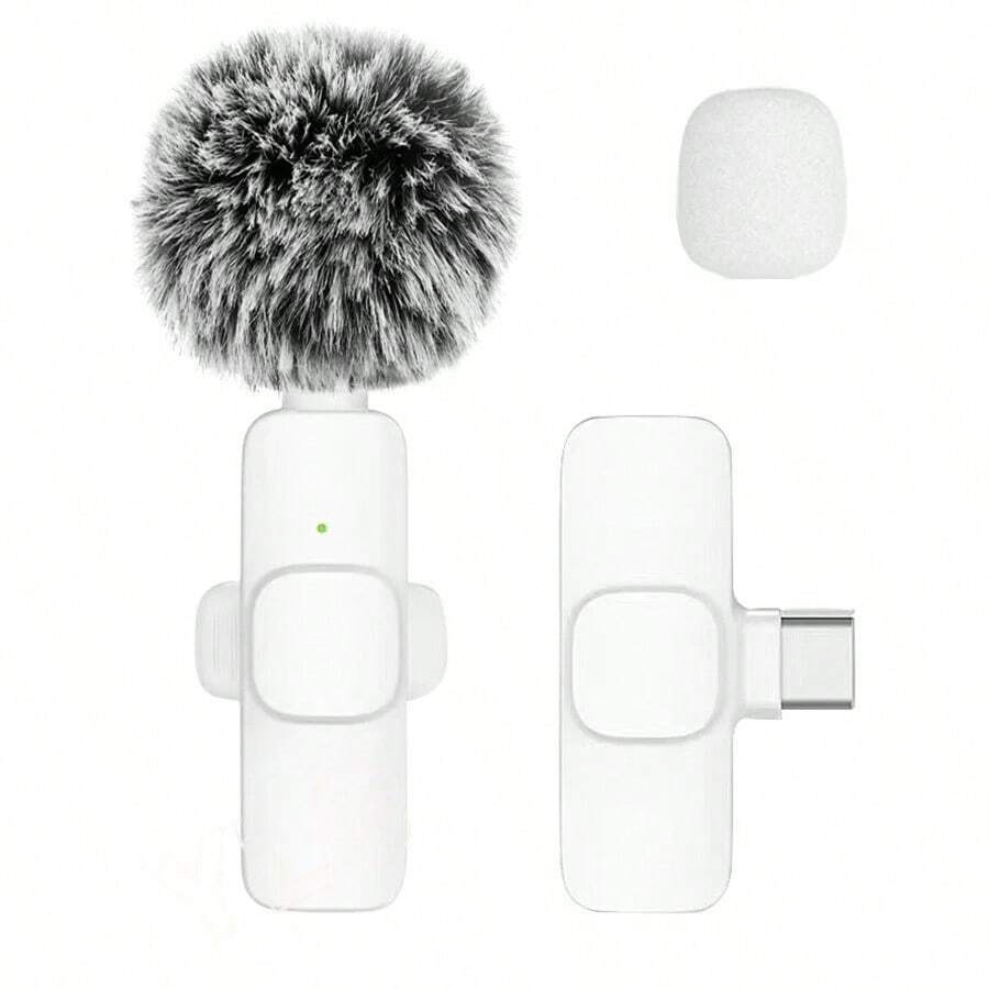 New Portable Wireless Lavalier Microphone For Audio And Video Recording, Mini Microphone For IPhone, Android, PC, Camera, Live Streaming, Gaming, And Phone - White 1in1 Type-c - View 1