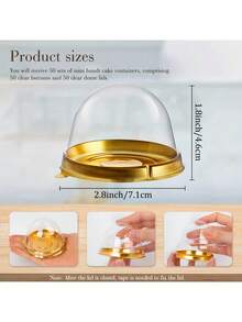 100/50pcs Gold Dessert Cake Boxes, Gold Pudding Boxes, Transparent Mousse Cake Boxes, Suitable For Weddings, Christmas Gifts, Also Suitable For Cake, Candy And Chocolate Packaging, Ideal Choice For Weddings, Parties And Gifts - Multicolor - View 11