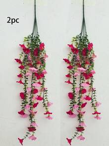 2pcs Artificial Violet & Eucalyptus Flower Wall Decor, Rose Pink Dawn Flower Wall Hanging, Waterproof, Vivid Flowers With Green Leaves, Suitable For Indoor And Outdoor Decoration, Wedding, Porch, Yard, Garden, Realistic Plastic Flowers For Various Occasions - Multicolor - View 11