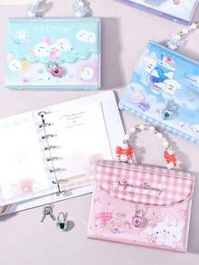 Koleksi Stiker Gaya Jepang Kawaii dengan Sampul Berkilau, Rantai Tangan Manik-Manik, Kunci Hati, Kartun Beruang dan Kucing, Buku Organizer Stiker untuk Scrapbook - Warna - View 3
