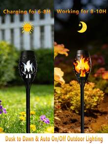 Realistic Flickering Flame Solar Lights, 2/6/10 Pcs LED Torch Style Lamps, Creative Landscape Decor Lights, Works As Underwater And Path Lights, Great For Patio, Lawn, Walkway, Yard And Backyard Outdoor Decoration - Warm Light - View 3