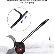 Heavy-Duty Steel Snow Shovel With Wheels  All-Terrain Non-Slip Wheels – Adjustable Angle For Efficient Snow Removal - Large Double Pole - View 6