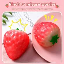 Color-Changing Strawberry Squishy Stress Relief Toy, Realistic Fruit Toy, Stress Relief Toy, Birthday Party Gift, Classroom Prize, Christmas Gift Filler, Slow Rebound Stress Relief Decor, Desktop Decoration Squishy - Multicolor - View 2