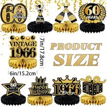 9 Peças Conjunto de Decoração de Mesa Favo de Mel Preto & Dourado para Aniversário de 60 Anos, Decoração de Mesa Tema Vintage, Adequado para Festa de Aniversário de 60 Anos de Homens/Mulheres, Celebração Retrô Preto & Dourado, Banquete de Aniversário de Luxo Preto & Dourado, Festa de Aniversário e Decoração de Cena de Aniversário Adulto Legal - 60 - Visão 6