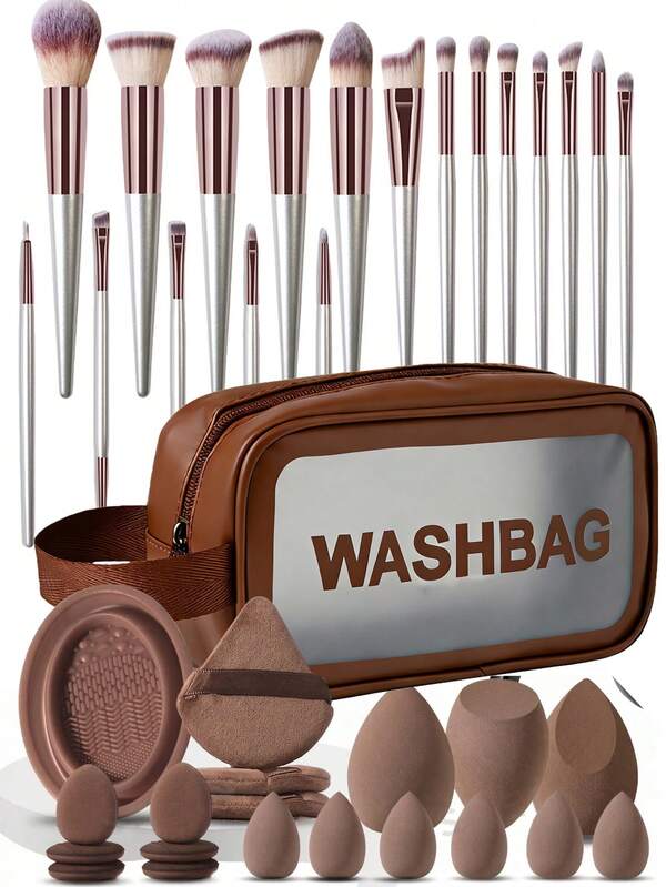 46pcs Professional Makeup Tool Set, Includes 25pcs Makeup Brushes For Beginners