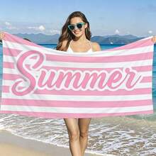 1件條紋夏季海灘毛巾印花超細纖維海灘浴巾，多尺寸海灘毯防曬毛巾，輕量，適合游泳、露營、運動、海灘或健身房海灘配件 | 現代海灘毛巾 | 耐用海灘墊，海灘毛巾 - 彩色 - 查看 5
