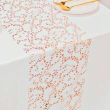 1 Roll Rose Gold Star Pattern Mesh Table Runner, Fashionable And Elegant, Unique Design For Protecting And Decorating Dining Tables, Theme Holiday Atmosphere, Enhancing Dining Environment, Table Setting, Concealing And Embellishing - View 4