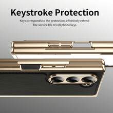 VIETAO Electroplated Gold Silk Texture Panel Design Protective Case For Samsung Z Fold 7 6 5 4 Foldable Phone, PC Matte Back Panel - Black - View 5