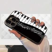 24h Shipping From DE/FR/ES | Black & White Piano Keys High-End Elegant UV Printed Case With Durable, Wear-Resistant, Camera Protection & Shockproof – Perfect Holiday Gift – Compatible With Apple  11/12/13/14/15/16/17 Pro Max/Plus/SE/Air – For Samsung Galaxy S21/S22/S23/S24/S25 Ultra &  13/14/15 Pro/Ultra - 圖片色1pcs - 查看 3