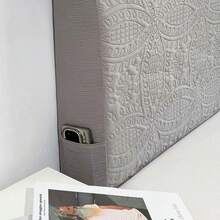 1pc Solid Color Skin-Friendly Washable Headboard Cover, Embossed Craft, Waterproof Stain-Resistant Dirt-Proof, Flat Headboard Cover, 1pc, Headboard Cover, Easy To Clean, Simple And Elegant Bedside Cover, Convenient For Year-Round Use - Light Grey - View 5