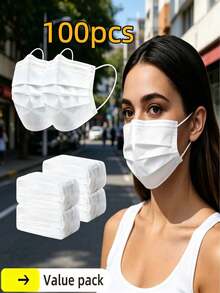 Masker Wajah Sekali Pakai Berkualitas Tinggi, 3 Lapisan Perlindungan, Klip Hidung yang Dapat Diatur - Bernapas, Lembut, Ramah Kulit, Cocok untuk Penggunaan di Rumah, Sekolah, Kantor, dan Luar Ruangan, Bahan Polipropilen, Desain Sekali Pakai - MultiWarna - View 8