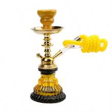 1pc Classic Small Double Tube Arabic Hookah Complete Set Glass Water Pipe Shisha Accessories No Electricity Required Arabic Hookah Glass Bowl - one-size - View 8