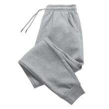 Pantalones largos sin estampado para hombre y mujer, pantalón de chándal informal holgado a la moda para exteriores, Fitness, trotar, con cordón, para uso diario - Blanco - Ver 9