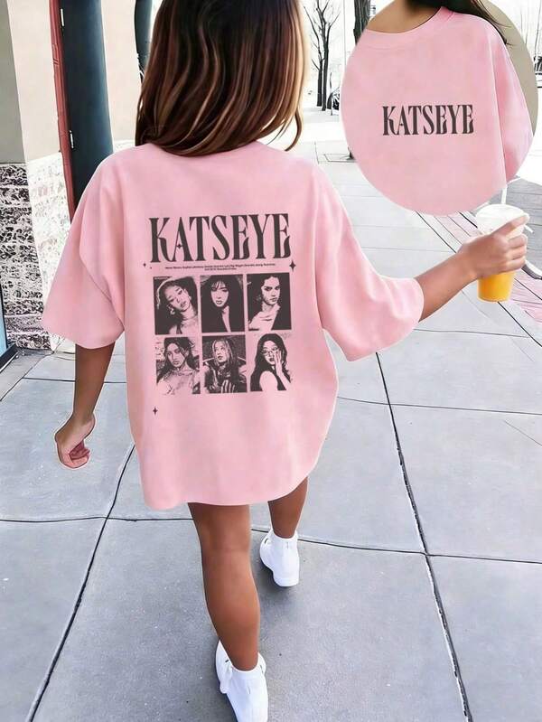 Teen Girl Casual Fun Print Crew Neck Pullover Short Sleeve T-Shirt Summer Top