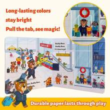 Badi Bear Pilot Interactive Cardboard Book, Push-Pull Sliding Mechanism, Airplane Adventure Theme, Movable Reveal Windows, Vibrant Cartoon Illustrations, Thick Durable Paper, Fun Interactive Reading Experience - Buddy Bear - View 5