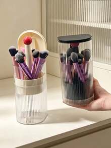 Automatic Makeup Brush Storage Box,Cosmetic Display Box,Dust-Proof Makeup Brush Storage Box,Transparent Cosmetic Storage Box,Used For Storing Eyeshadow, Lipstick And Makeup Brushes. - Multicolor - View 2