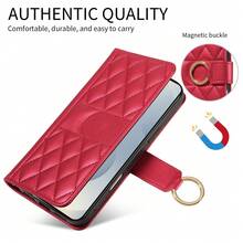 1pc Flip Cover Wallet Phone Case With Card Slot, Artificial Leather, Compatible With Apple 17 Pro Max, A56, Note 15 (Global Version, Not Local Version), Minimalist Fashion Protective Shell - Burgundy - View 9