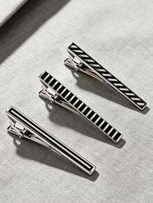 1/2/3 Pcs Classic Tie Bars Clips, Business Shirt Necktie Pin Pinch Clip Set For Men - Multicolor - View 2