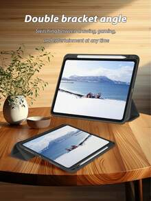 1件透明壓克力三折式客製化文字平板保護殼 黑色，可自訂文字，相容 iPad 10th/11th/10.2/10.5/Air4/Air5/10.9/Pro11/Air 11-In.(M2)-2024/Pro 11-In.(M4)-2024/ Air 11-Inch (M3) 2025/ (A16) 11 Inch 11th Generation 2025 Mini6/Mini7/Air1/Air2/9.7/ Air 7(M3)2025(11-Inch)/ Air 8(M4)2026(11-Inch) 機型，內建筆槽，高透明壓克力背殼，矽膠邊框，防彎曲、防刮、防摔 - 黑色 - 查看 8