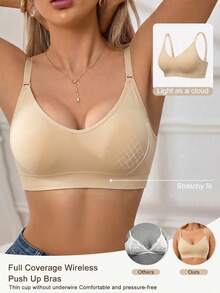 1 pièce Soutien-gorge de sport sans couture côtelé couleur chair pour femmes, bretelles spaghetti réglables, col en U avant et arrière, sans armature, coussinets amovibles, effet push-up, galbant et sculptant, ultra doux, respectueux de la peau, haute élasticité, anti-plissement, confortable, débardeur de fitness, convient pour l'entraînement en salle de sport, le yoga, le pilates, la course, le superposage quotidien, le sommeil à la maison et le port décontracté de rue - Nude - Voir 4