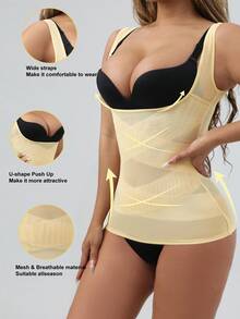 Women's Lightweight Shapewear With Bust Support, Abdominal Control And Waist Cinching Features - Yellow - View 1