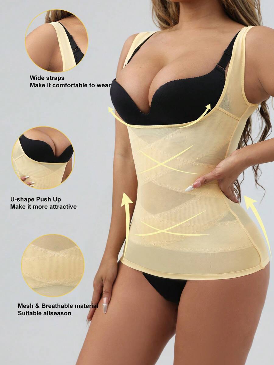 Women's Lightweight Shapewear With Bust Support, Abdominal Control And Waist Cinching Features - Yellow - View 1