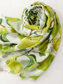 Women's Floral Print Scarf, Casual Versatile, Suitable For Daily Wear - Green - View 4