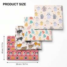 4 pezzi/Set 19.68x17.7 pollici(50x45cm) Tessuto per patchwork con stampa a impronta di zampa e foglia di gatto, tessuto pretagliato per trapuntatura, bundle di tessuti Fat Quarter, quadrati di poliestere per patchwork, progetti di artigianato fai-da-te, realizzazione di portafogli fai-da-te - predefinito - Visualizzare 3