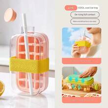 2-In-1 Ice Cube Bottle With Straw - Easy Press Ice Tray Water Bottle, Leak Proof Lid, Vertical Ice Maker For Freezer, Travel, Gym & Home Use - Pink - View 9