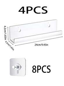 8pcs Vinyl Record Wall Mount Holder, Transparent Acrylic Vinyl Record Storage Box, 1/2 Inch Album R - Clear - View 12