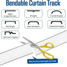95 Pack Complete Set Flexible Curtain Track, 16.4 FT (5 M) Bendable Smooth Sliding Curtain Rail, Wall Mounted Curtain Rod, Multi-Purpose Sturdy Curtain Track System For Living Room Bedroom Bay Window Closet Office Home Room Divider Decoration, White - 5m - View 4