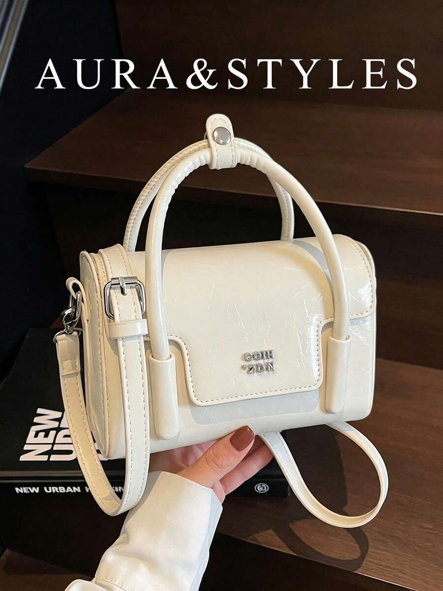 秋冬高品質極簡純色美拉德手提包,日常通勤美學小眾設計斜背包 - 杏色 - 查看 1