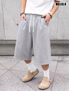 Men's Summer Casual 3/4 Pants, Drawstring Waist, Fashionable And Comfortable, Suitable For Daily Wear And Outdoor Sports Fall - Light Grey - View 6