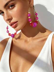 1 Set Summer Bohemian Style Colorful Shell/Starfish/Beaded Pendant Earrings & Necklace Combination Set, Women's Beach Vacation Accessories, Random Color Order - Colorful - View 16