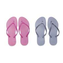 Kit Of 2 Pairs Of Women's Slim Flip-Flops, Flat Sandals, Pink/Gray, Comfortable, Lightweight, Soft, Original F02 - Hồng/Xám - Xem 8