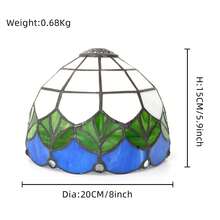 1個田園葉片風格彩色玻璃燈罩，頂部直徑1cm，底部直徑20cm，適用於桌燈、吊燈、壁燈、吸頂燈更換 - 款式 29 - 查看 7