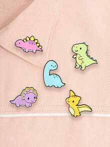 5pcs Cute Q-Version Little Dinosaur Enamel Brooches, Multiple Colors And Types Dinosaur Badges, Fashion Clothing Backpack Accessories, Best Gift For Friends - Multicolor - View 7