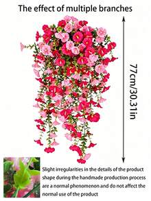 2pcs Artificial Violet & Eucalyptus Flower Wall Decor, Rose Pink Dawn Flower Wall Hanging, Waterproof, Vivid Flowers With Green Leaves, Suitable For Indoor And Outdoor Decoration, Wedding, Porch, Yard, Garden, Realistic Plastic Flowers For Various Occasions - Multicolor - View 9