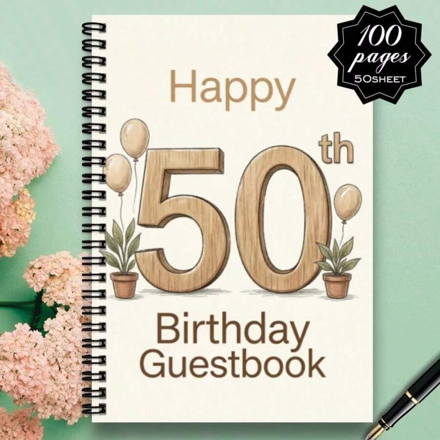 1 pieza Libro de invitados para el 50 cumpleaños, regalo ideal para amigos y familia, adecuado para diversas celebraciones - H - Ver 1