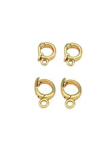 2/4/6pcs 18K Gold Plated Brass Oval Jewelry Clasp Spring Ring Connector Snap Fastener, Suitable For Jewelry Making DIY Craft Accessories - Multicolor - View 15