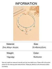 2pcs Bohemian Style Mixed Color Seed Bead Beaded Exquisite Shell & Starfish Pendant Necklace For Girls, Beach Vacation Double Layer Stacked Collarbone Chain, Random Color Placement Of Seed Beads - Multicolor - View 4