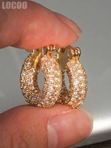 1 pereche de cercei tip hoop eleganți din zirconiu cubic, de damă, potriviți pentru nuntă, logodnă, petrecere de aniversare, cadou de Ziua Îndrăgostiților - 1# - Vizualizare 2